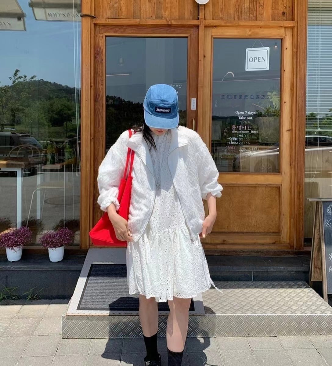 寬鬆泡泡袖連身裙