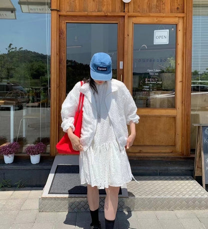 寬鬆泡泡袖連身裙