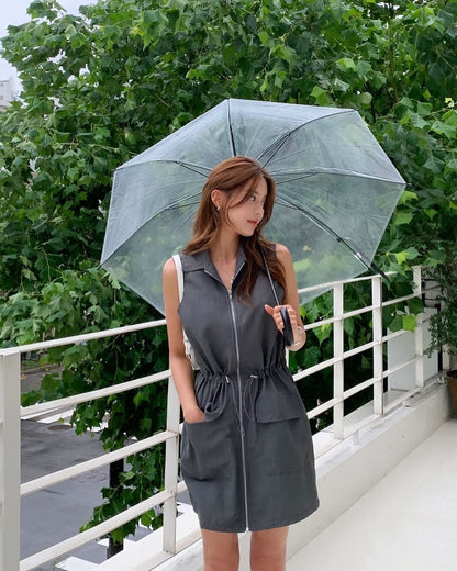 Zip-Up Vest Jumpsuit Dress