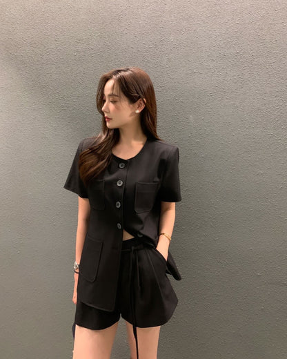 韓系短袖西裝套裝