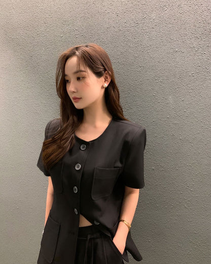 韓系短袖西裝套裝