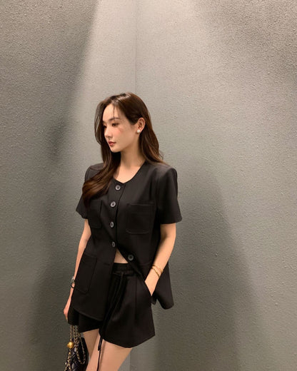 韓系短袖西裝套裝