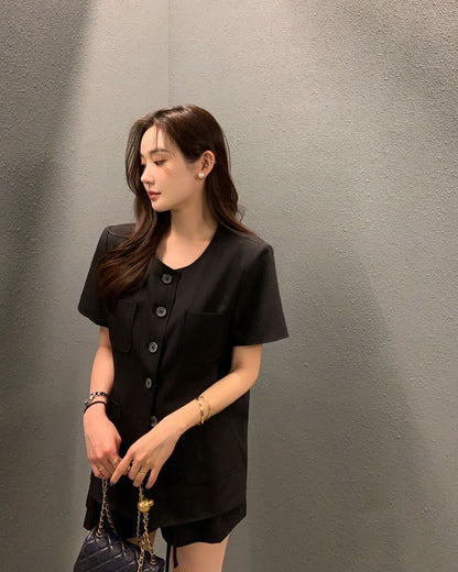 韓系短袖西裝套裝