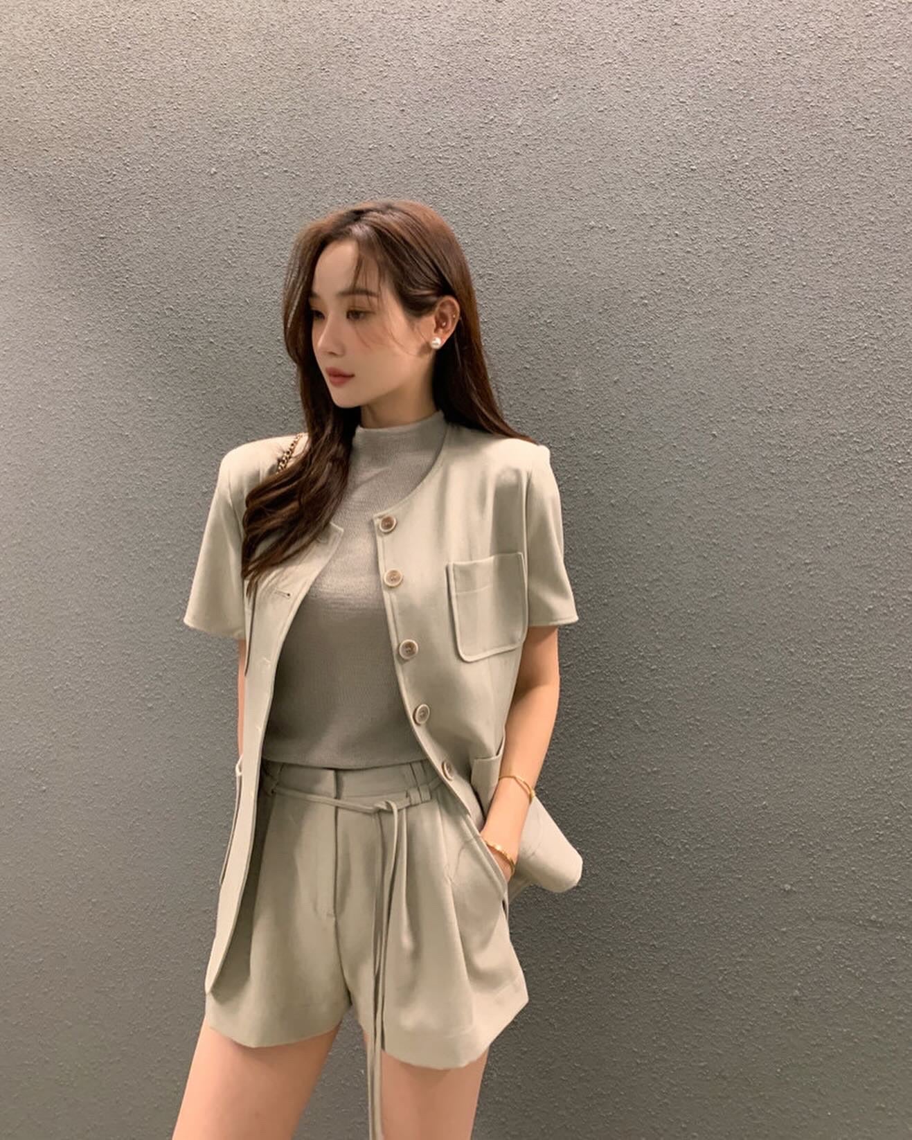 韓系短袖西裝套裝