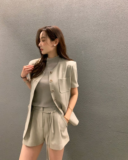 韓系短袖西裝套裝