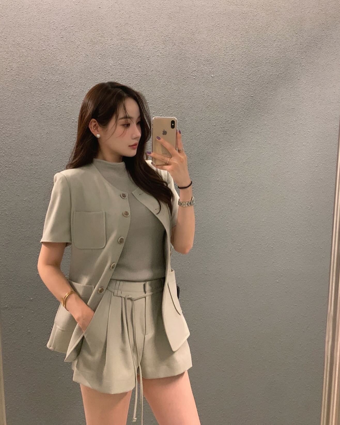 韓系短袖西裝套裝