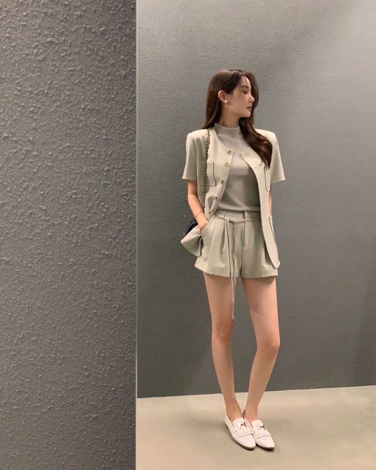 韓系短袖西裝套裝
