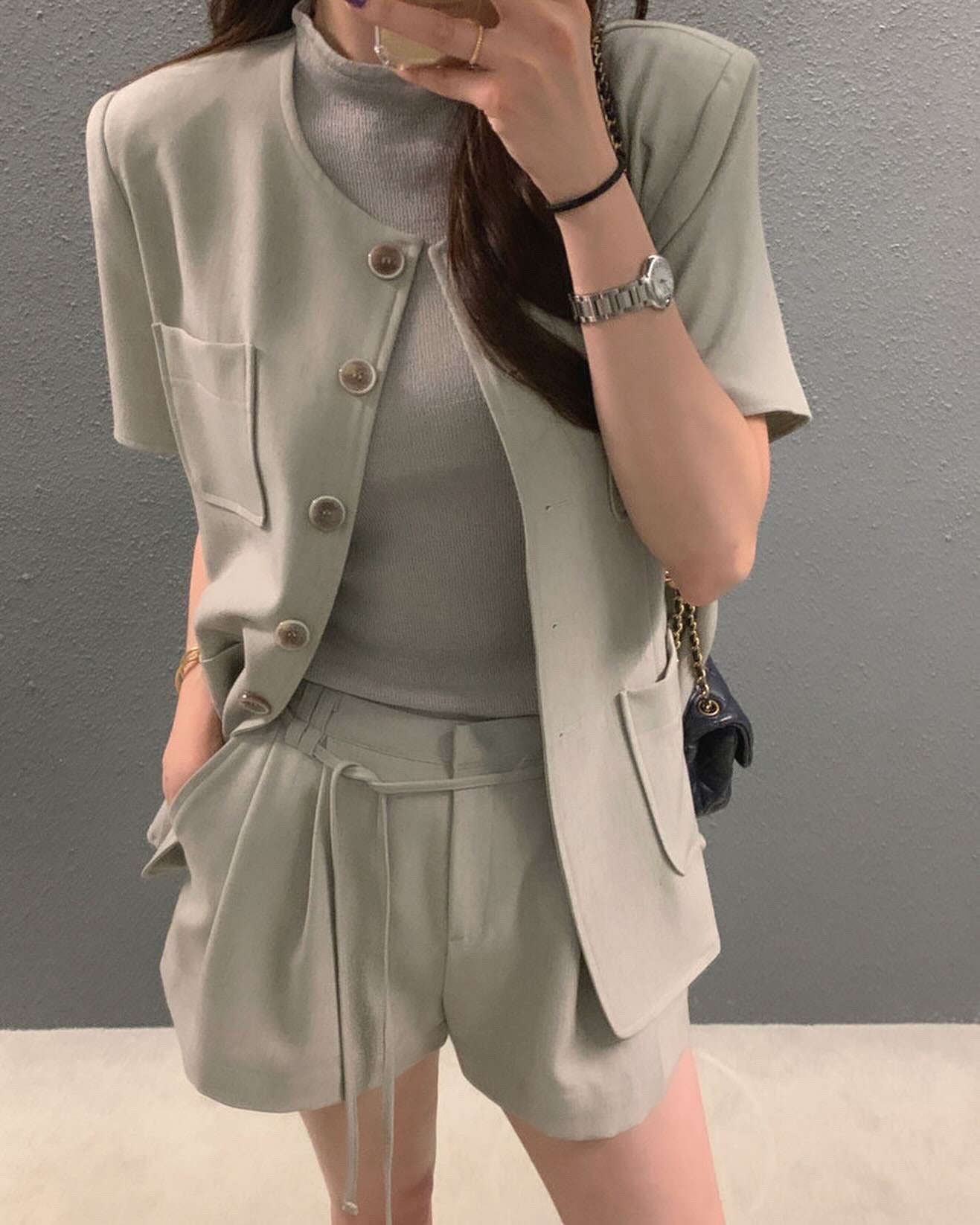 韓系短袖西裝套裝