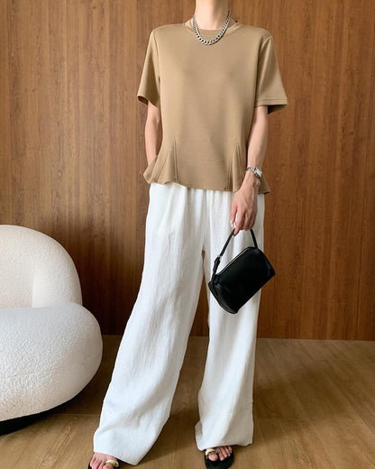 圓領荷葉邊 T恤