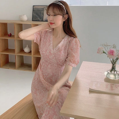 Sweet Floral Puff Sleeve Dress