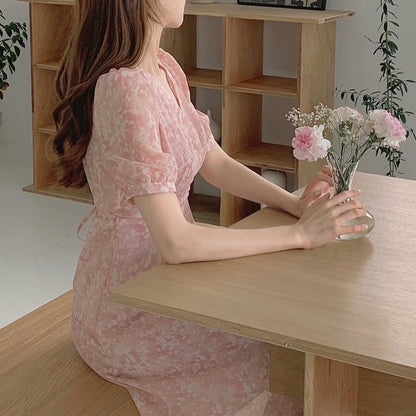 Sweet Floral Puff Sleeve Dress