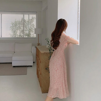 Sweet Floral Puff Sleeve Dress