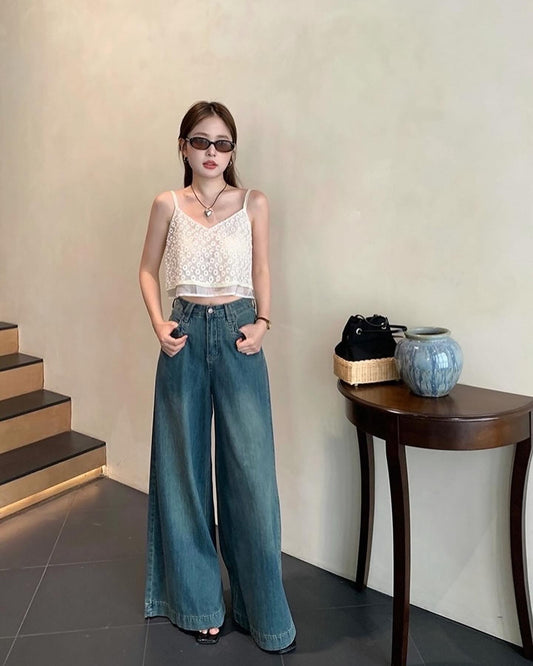 Vintage Washed Wide-Leg Jeans