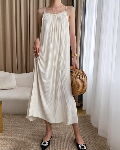 風琴摺吊帶裙