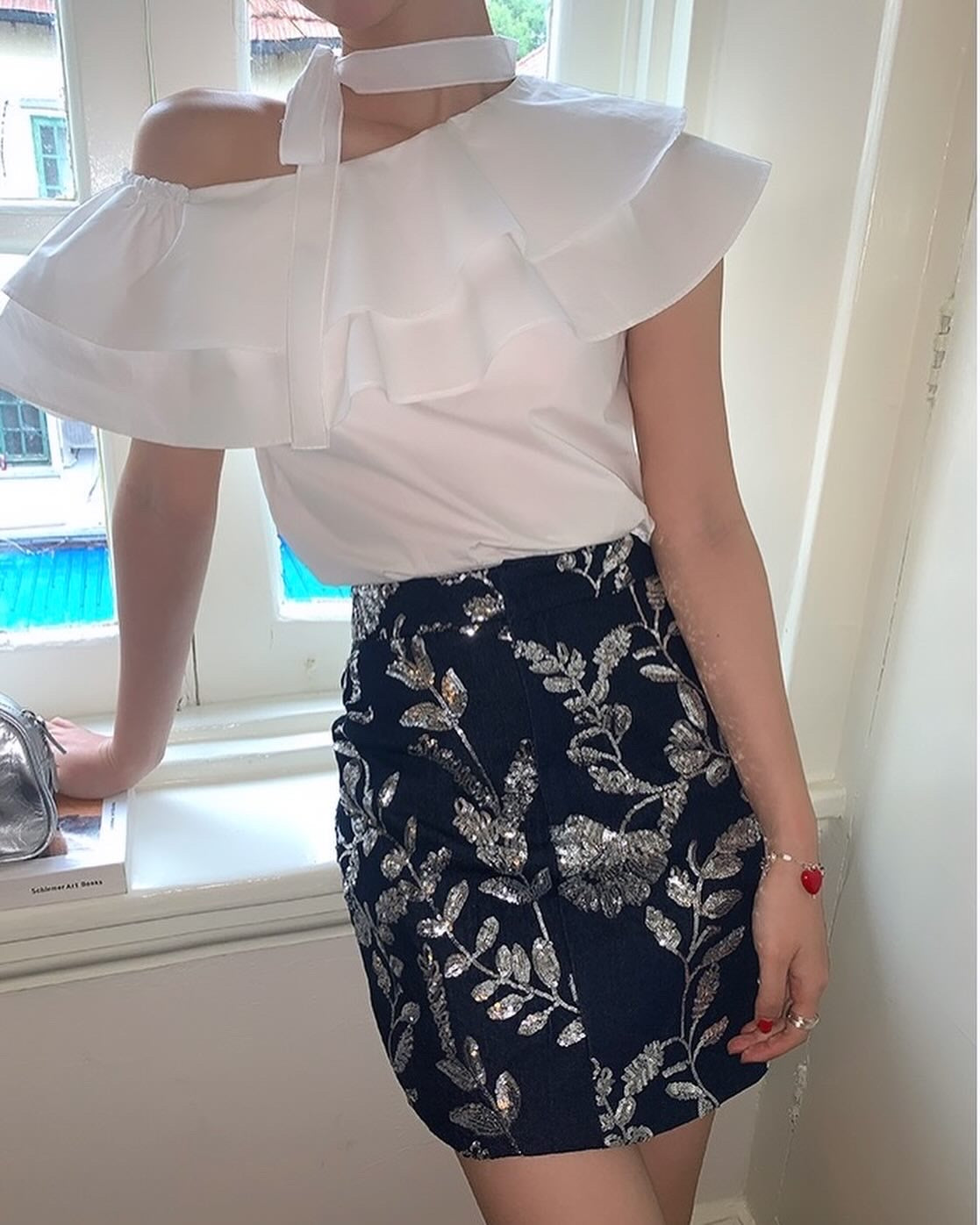 Double-Layer Ruffle One-Shoulder Top