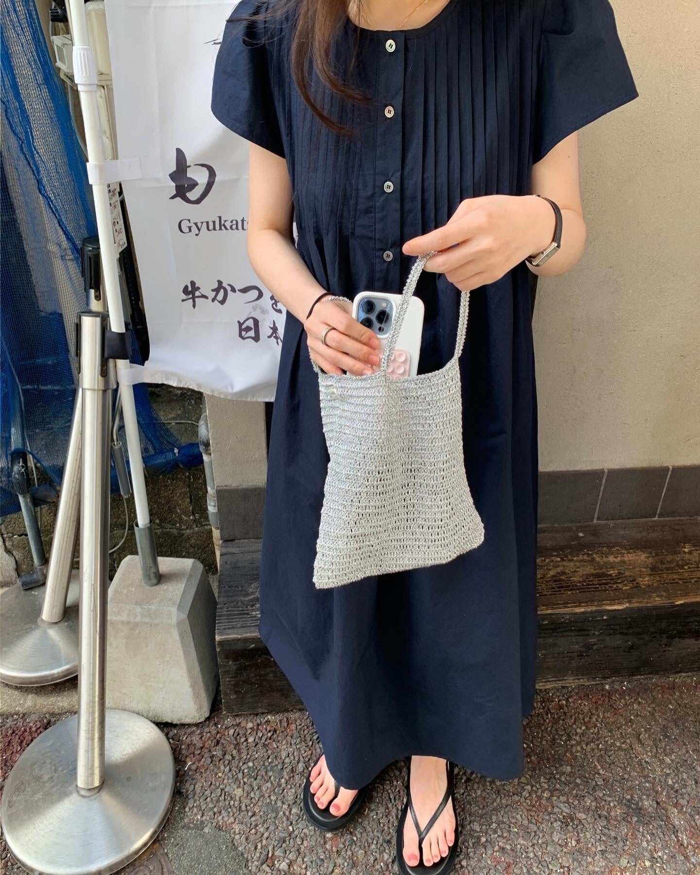 韓系圓領壓褶寬鬆裙