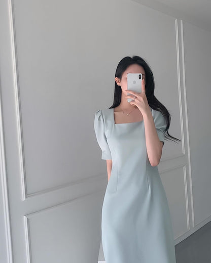 Square Neck Puff Sleeve Dress