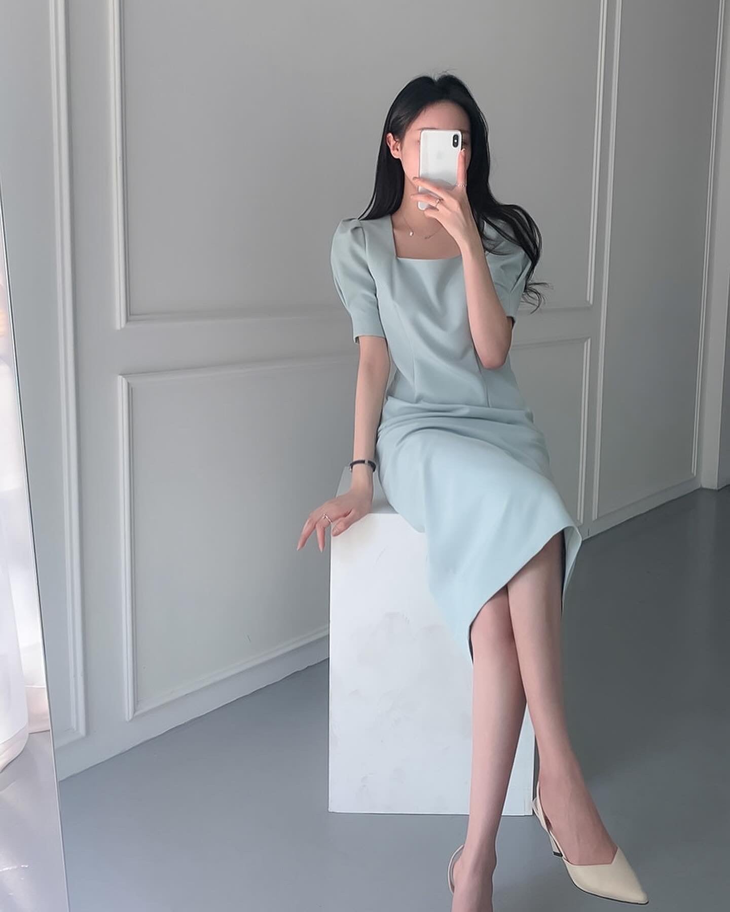 Square Neck Puff Sleeve Dress