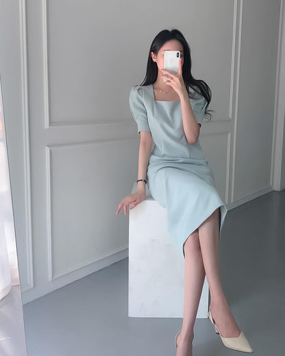 Square Neck Puff Sleeve Dress