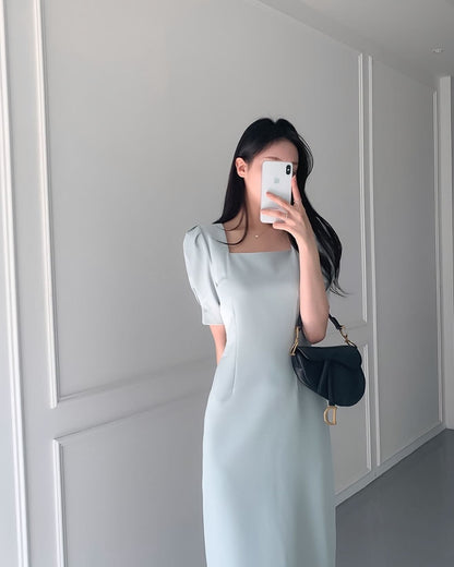 Square Neck Puff Sleeve Dress