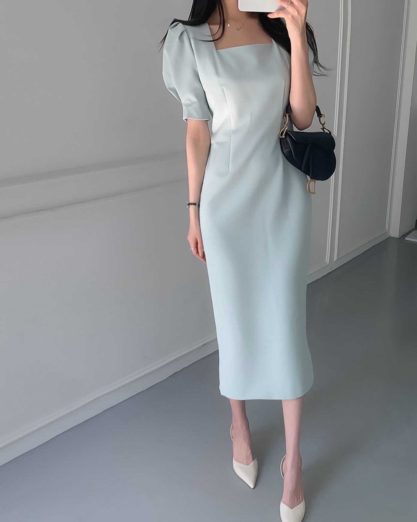 Square Neck Puff Sleeve Dress