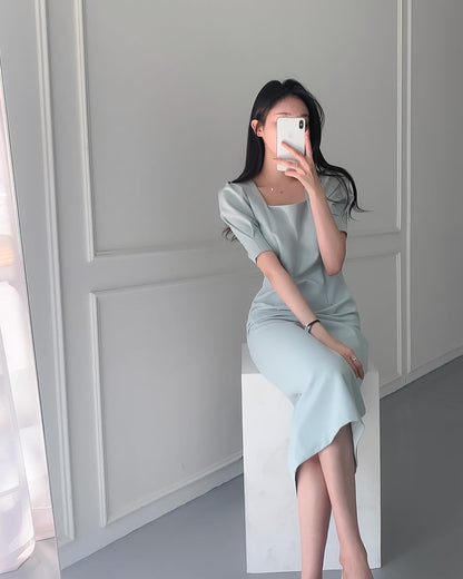 Square Neck Puff Sleeve Dress