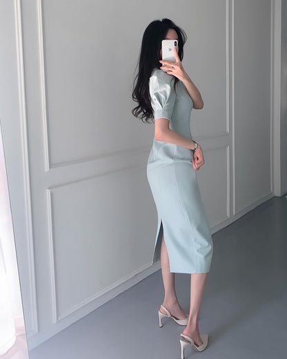 Square Neck Puff Sleeve Dress