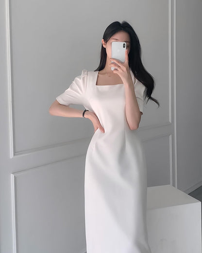 Square Neck Puff Sleeve Dress