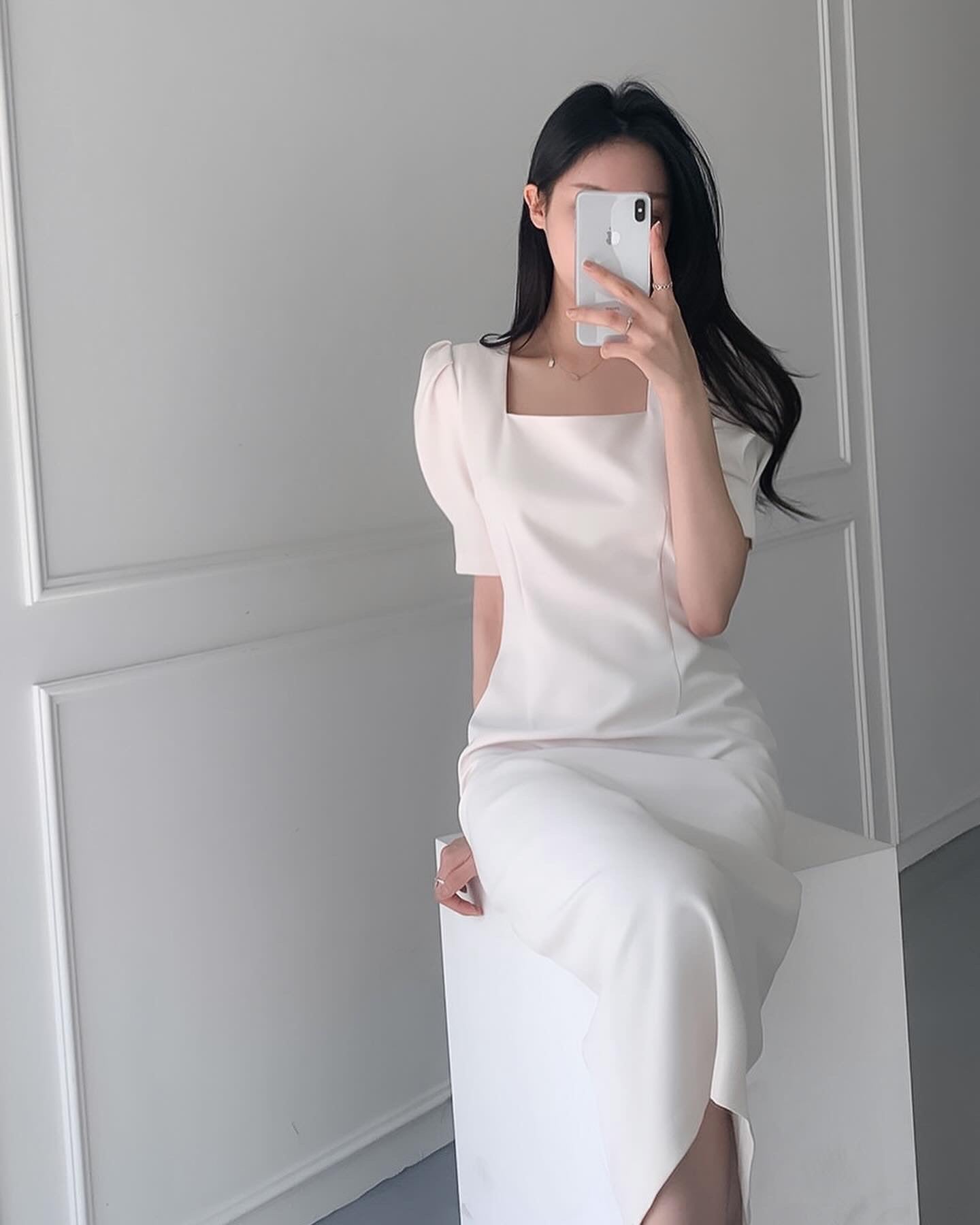 Square Neck Puff Sleeve Dress