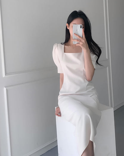 Square Neck Puff Sleeve Dress