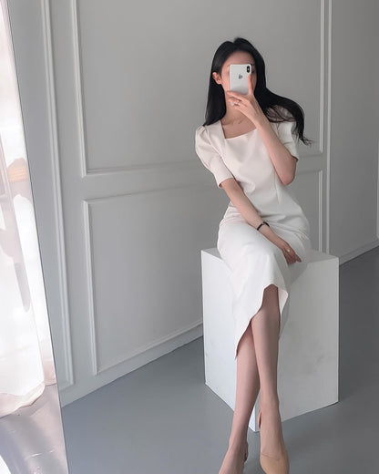 Square Neck Puff Sleeve Dress