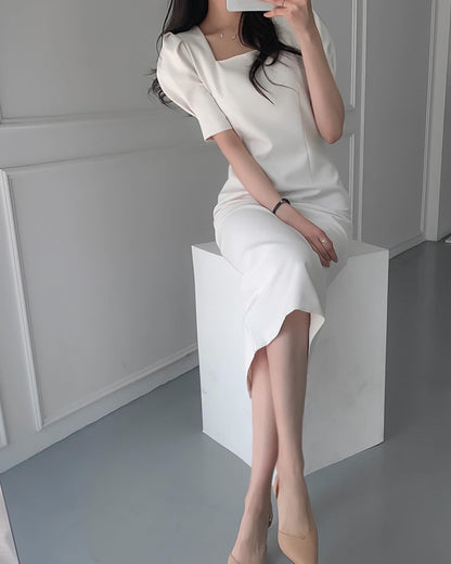 Square Neck Puff Sleeve Dress
