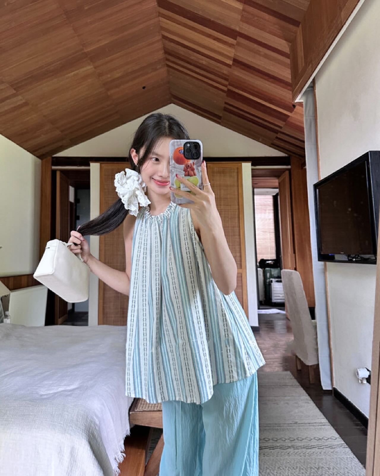 Striped Halter Neck Tank Top