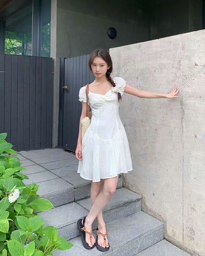 French Puff Sleeve Dress