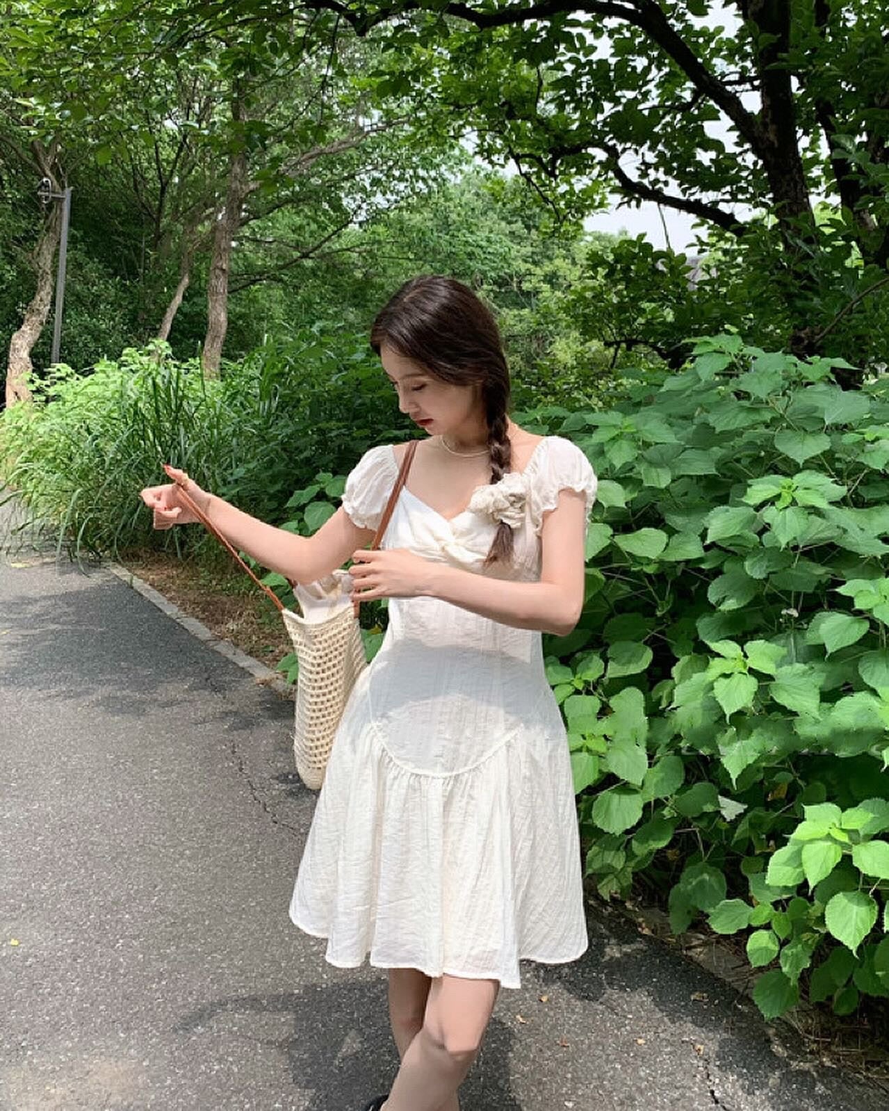 French Puff Sleeve Dress