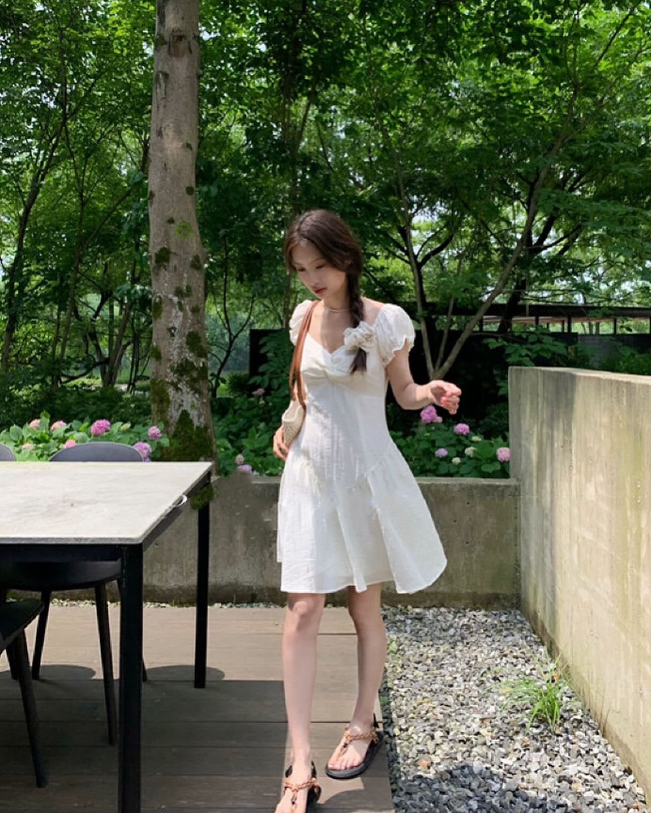 French Puff Sleeve Dress