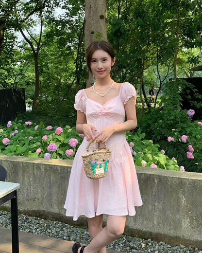 French Puff Sleeve Dress