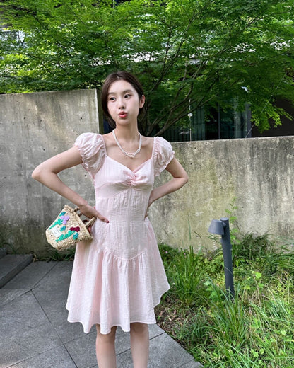 French Puff Sleeve Dress