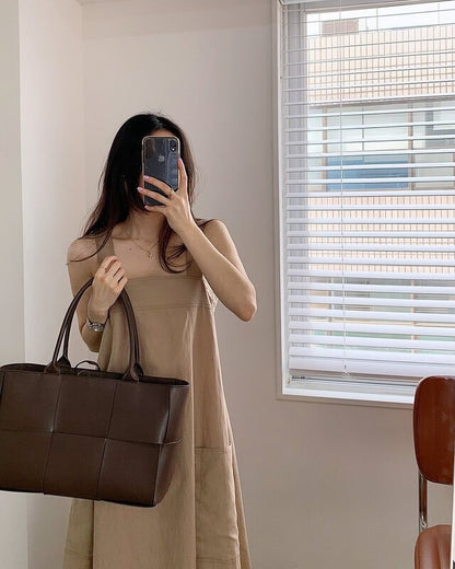 方領粗帶連身裙