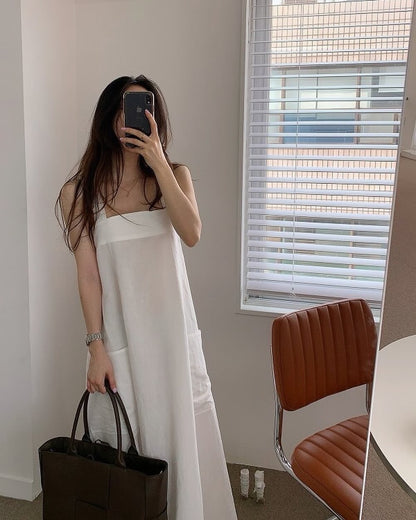 方領粗帶連身裙