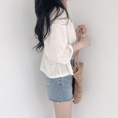 溫柔提花小吊帶+ 7分袖外套