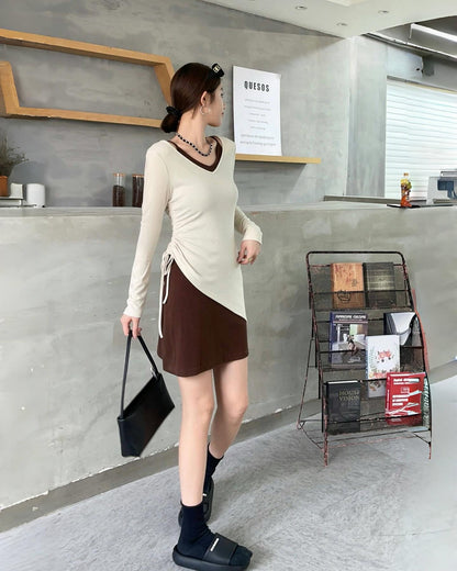 抽繩兩件套連身裙