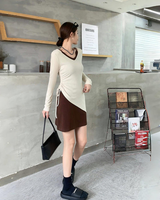 抽繩兩件套連身裙