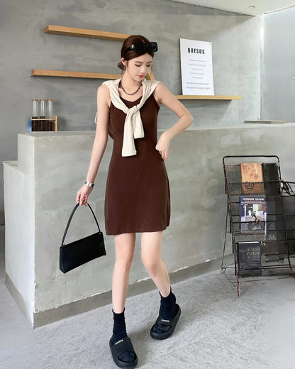 抽繩兩件套連身裙