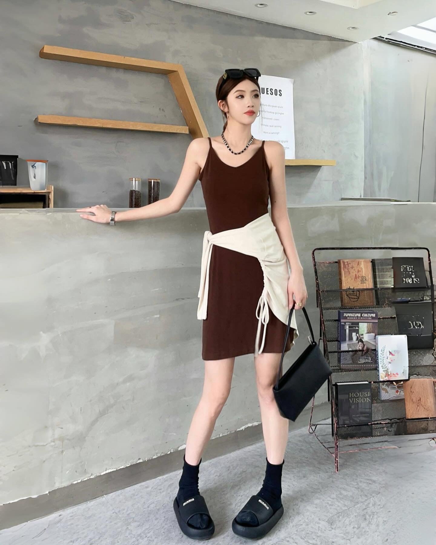 抽繩兩件套連身裙