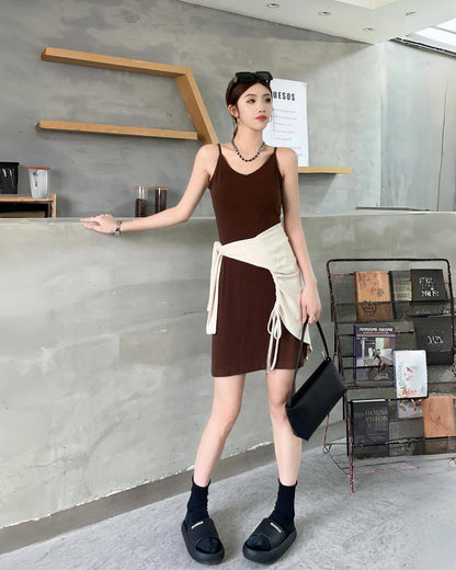 抽繩兩件套連身裙