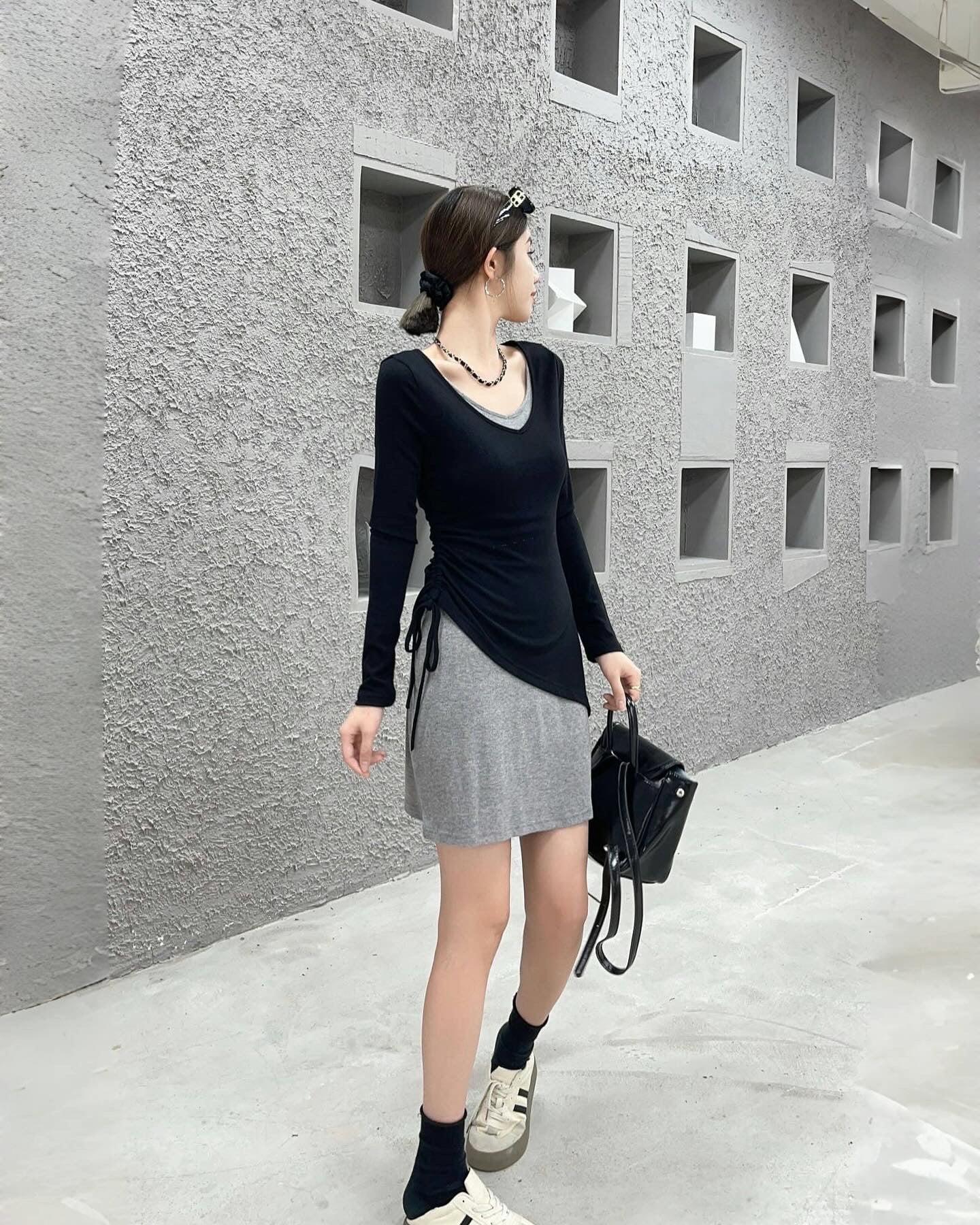 抽繩兩件套連身裙