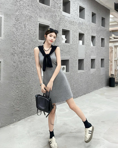 抽繩兩件套連身裙