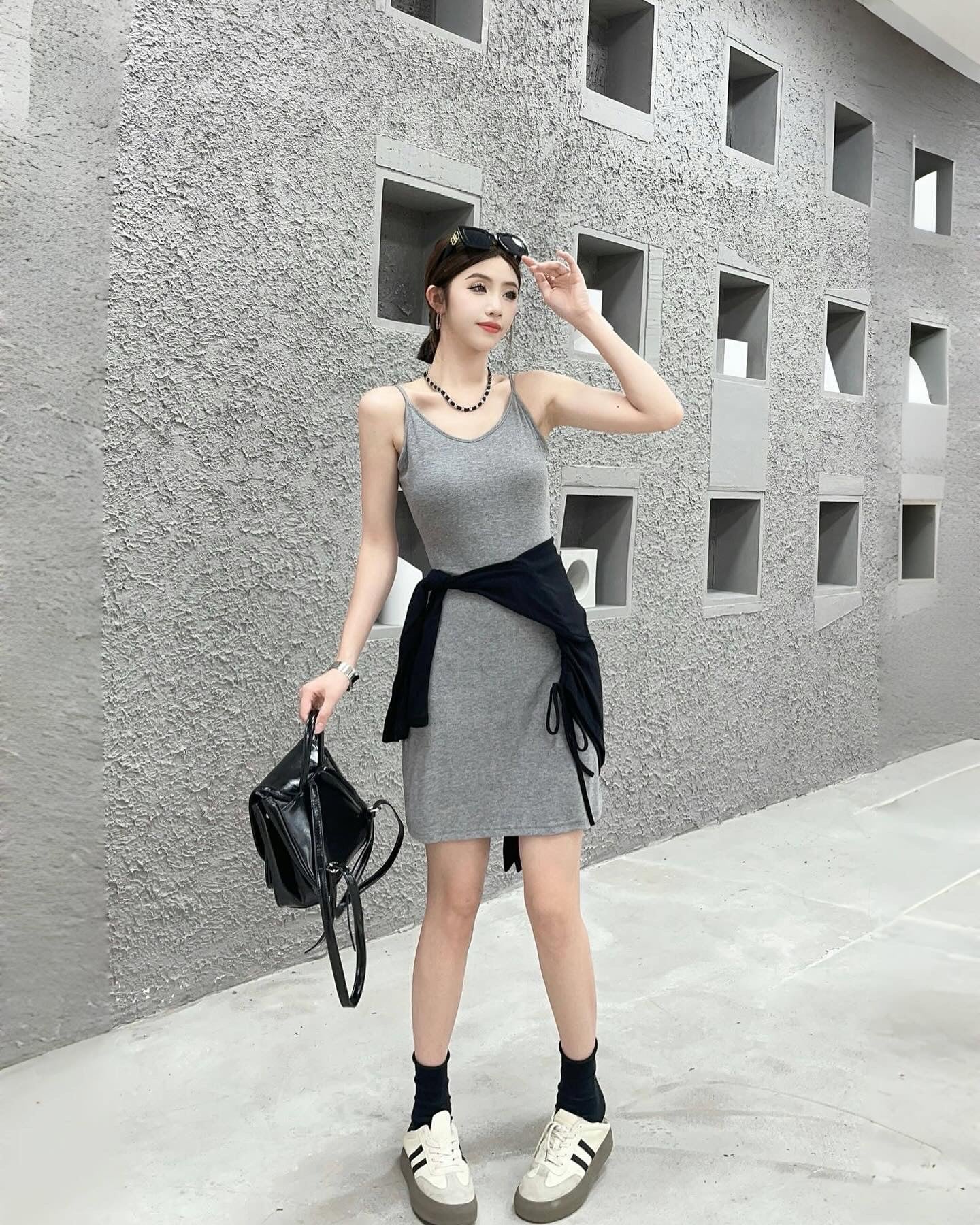 抽繩兩件套連身裙