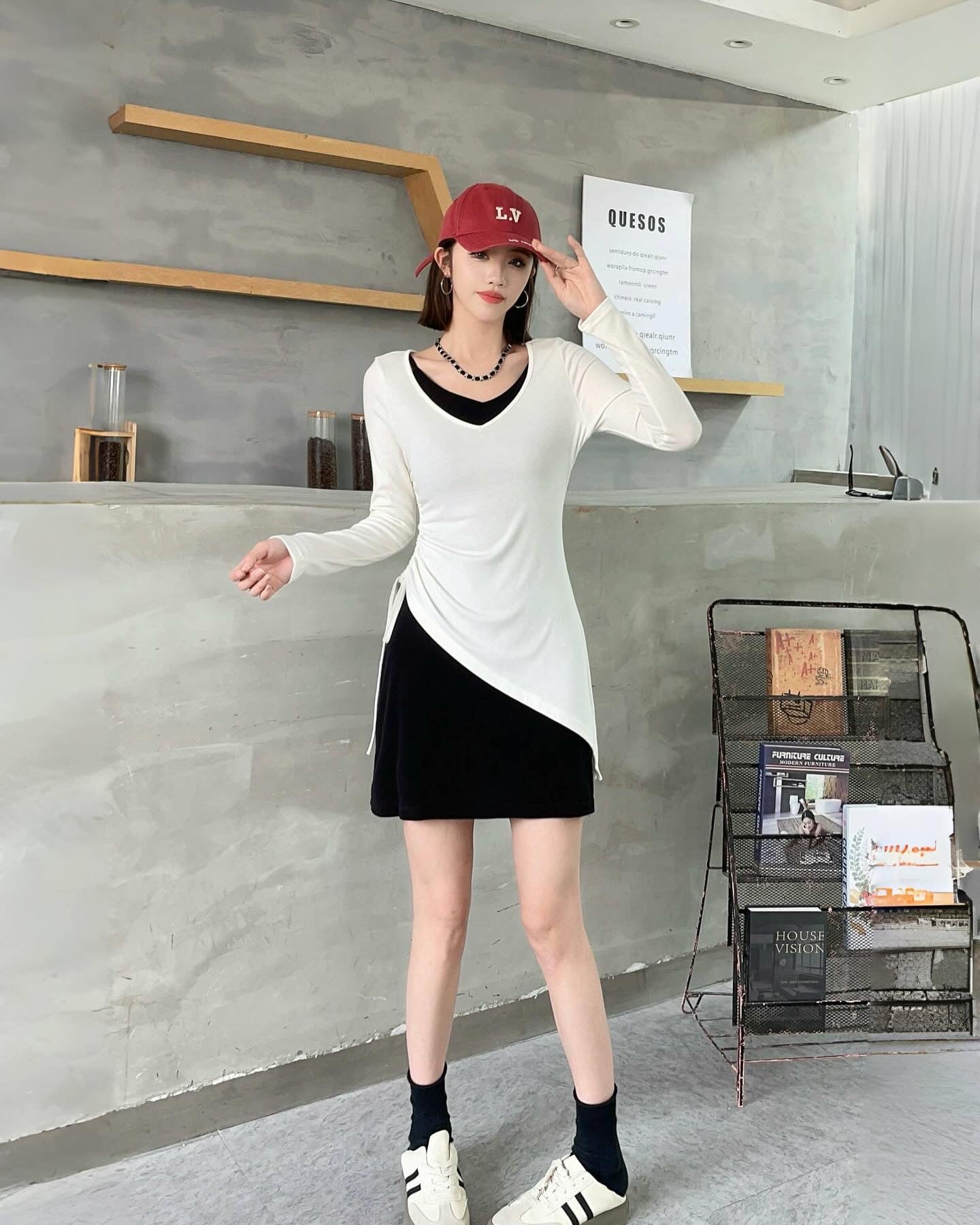 抽繩兩件套連身裙